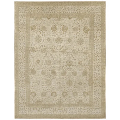 One-of-a-Kind Hand-Knotted Beige/Olive 8' x 10' Wool Area Rug | Wayfair North America