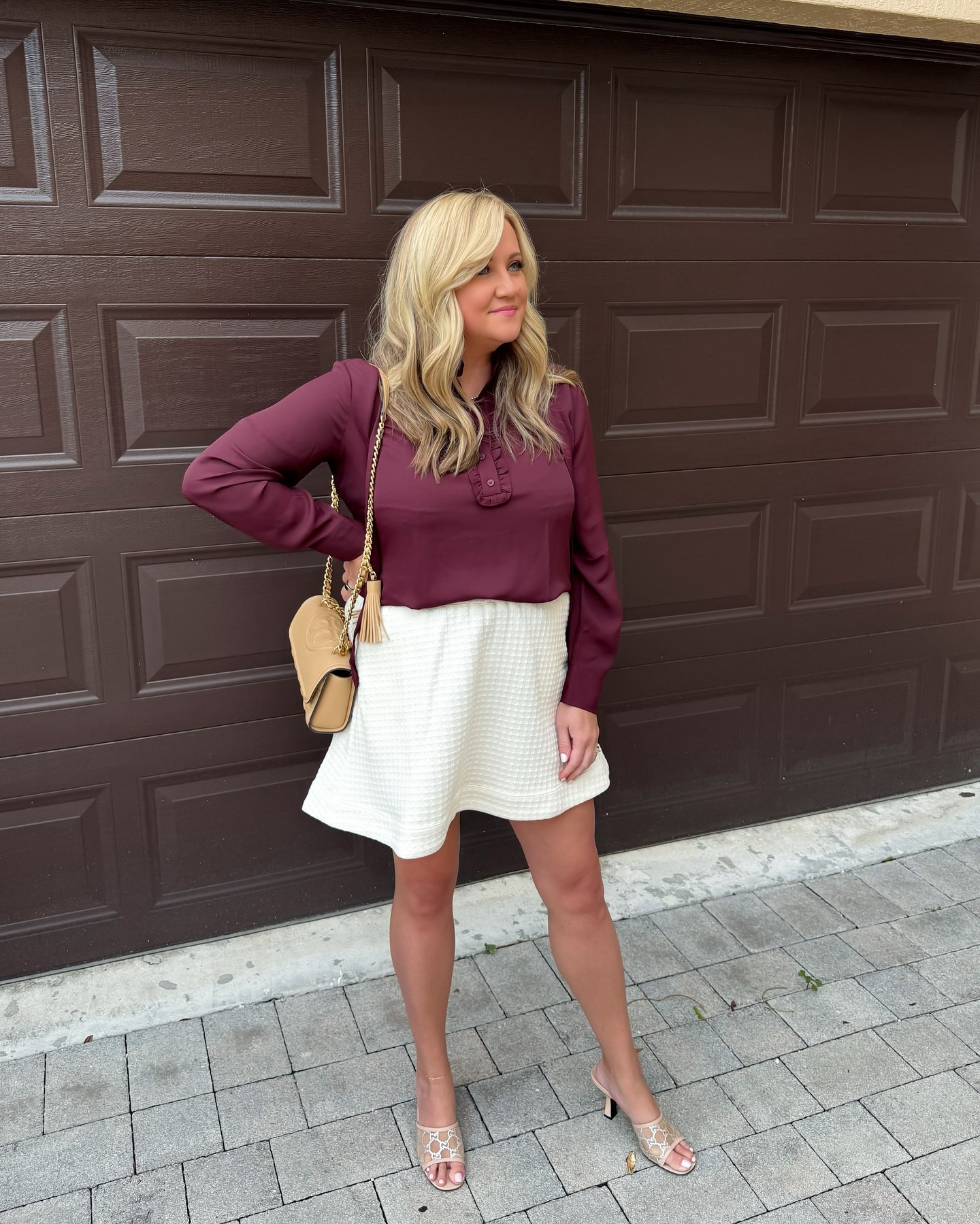A fall transitional office outfit for us Florida girls 🍂

Why it works:
1️⃣ Jewel tones always win for fall 💎 
2️⃣ Neutral skirt for versatility 🦙
3️⃣ Statement heels for added glamour ✨

Shop my look in my @shop.ltk  @theerikaanderson (link in bio)

#FallTransitional #PalmBeachStyle #officefashion #officeoutfitideas #FloridaFallFashion #falltransitionoutfit #falltransition #fallstyle #fallvibes