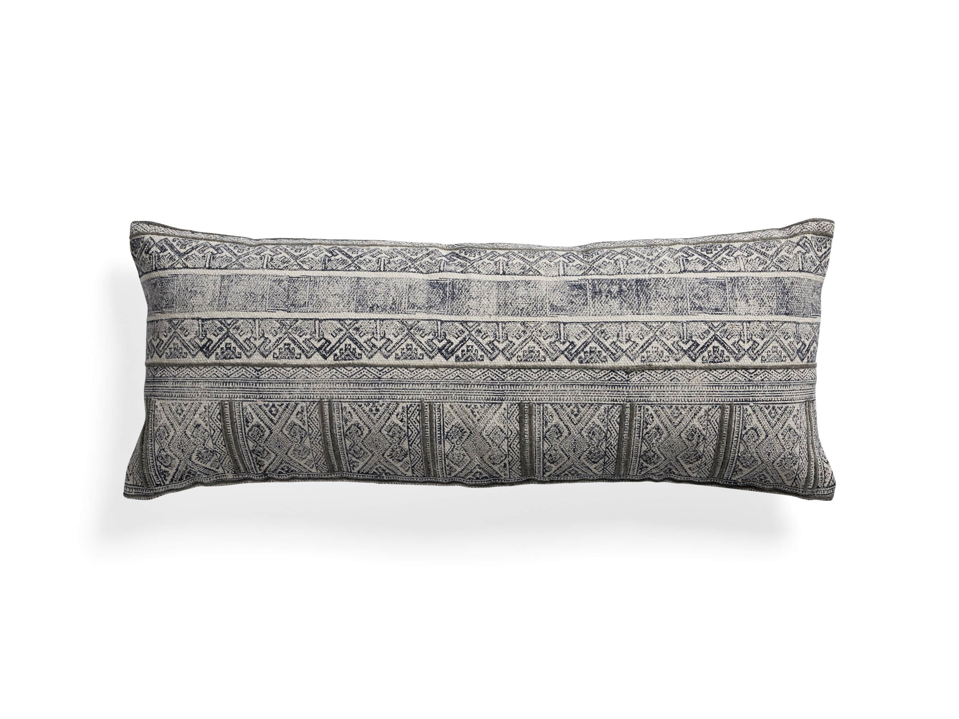 Charcoal-Embroidered Antique-Print Oversized Lumbar Pillow Cover | Arhaus