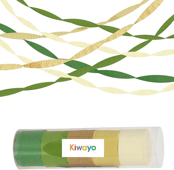 Birthday Decorations, Green Gold Crepe Paper Streamers Party Decorations (5 Rolls) for Camp Bache... | Amazon (US)