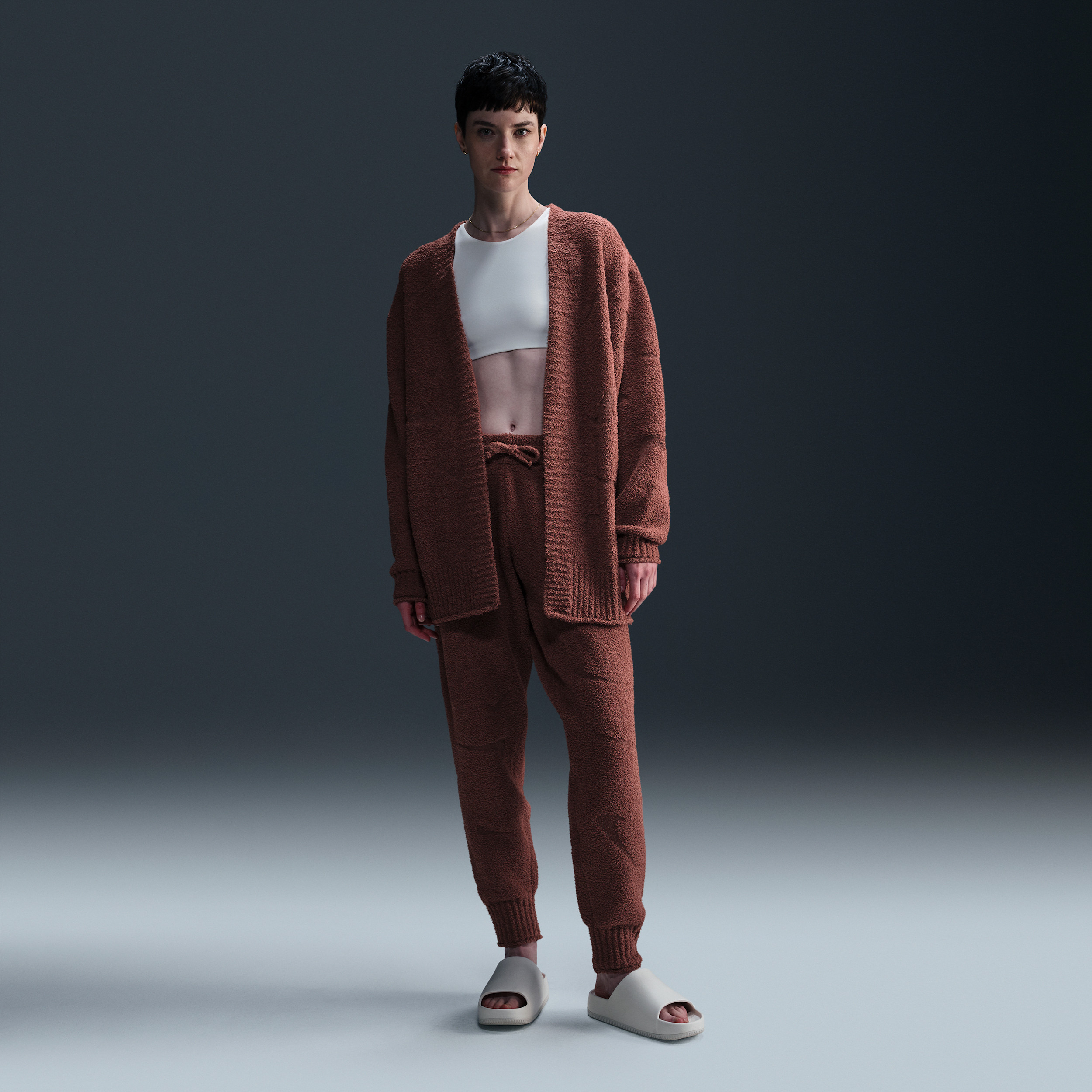 Women's Nike Sportswear Phoenix Cozy BouclÃ© High-Waisted Oversized Knit Pants in Brown | FZ1703-218 | Nike (US)