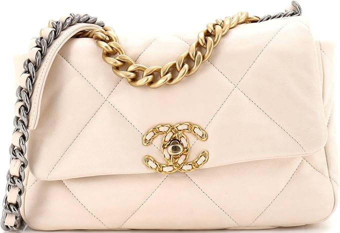 Amazon.com: Chanel, Pre-Loved 19 Flap Bag Quilted Leather Medium, Neutral : Amazon Luxury | Amazon (US)
