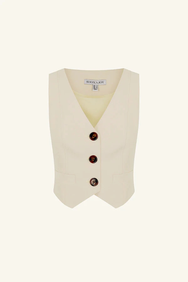 Irena Tailored Fitted Vest | Bone | Tops | Shona Joy | Shona Joy