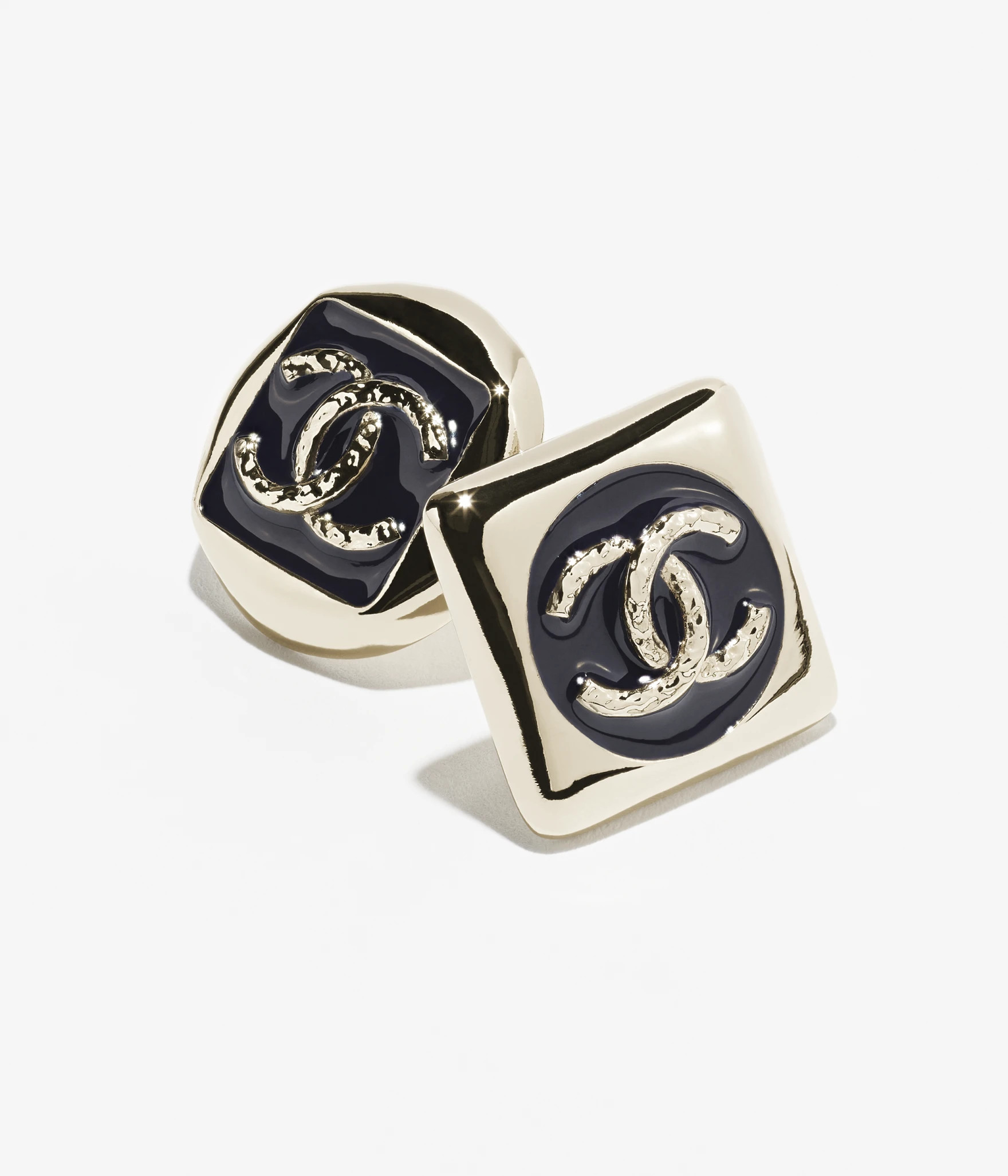 Stud earrings - Metal & resin, gold & dark blue — Fashion | CHANEL | Chanel, Inc. (US)