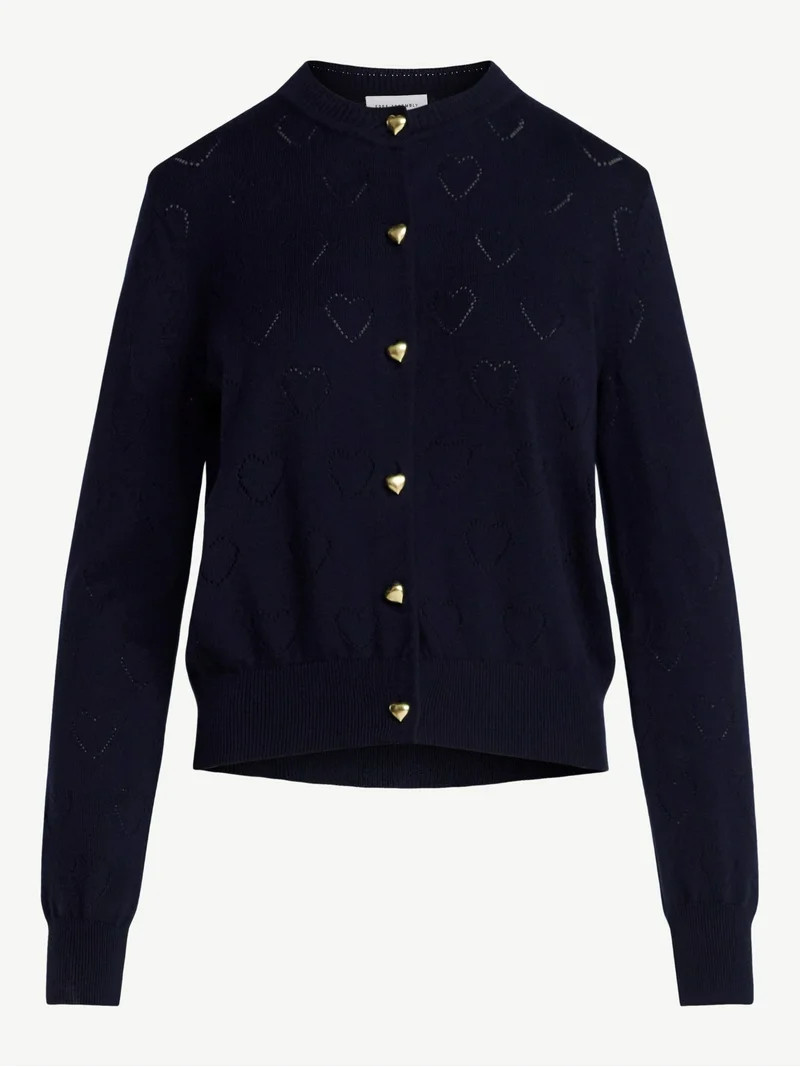 Free Assembly Women's and Women's Plus Heart Cardigan Sweater with Long Sleeves, Lightweight, Siz... | Walmart (US)