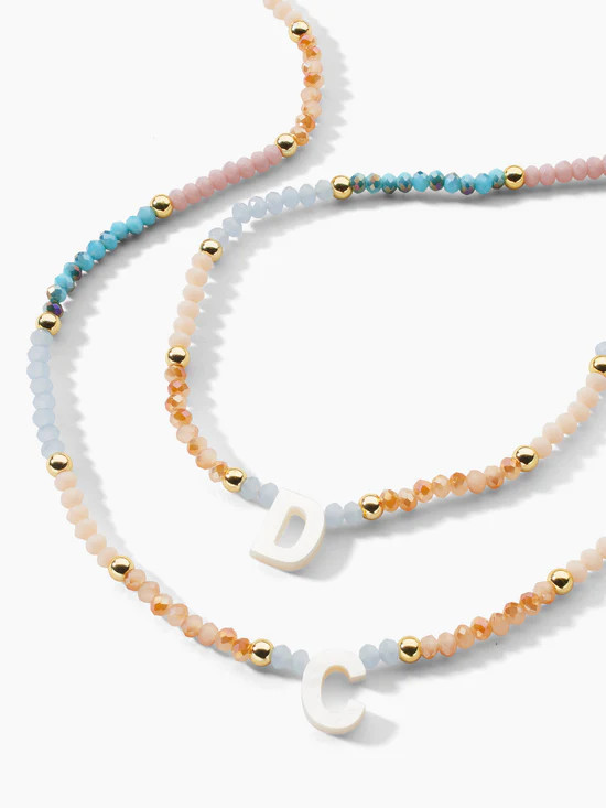 Beaded Crystal Initial Pendant Necklace SALE | Marea