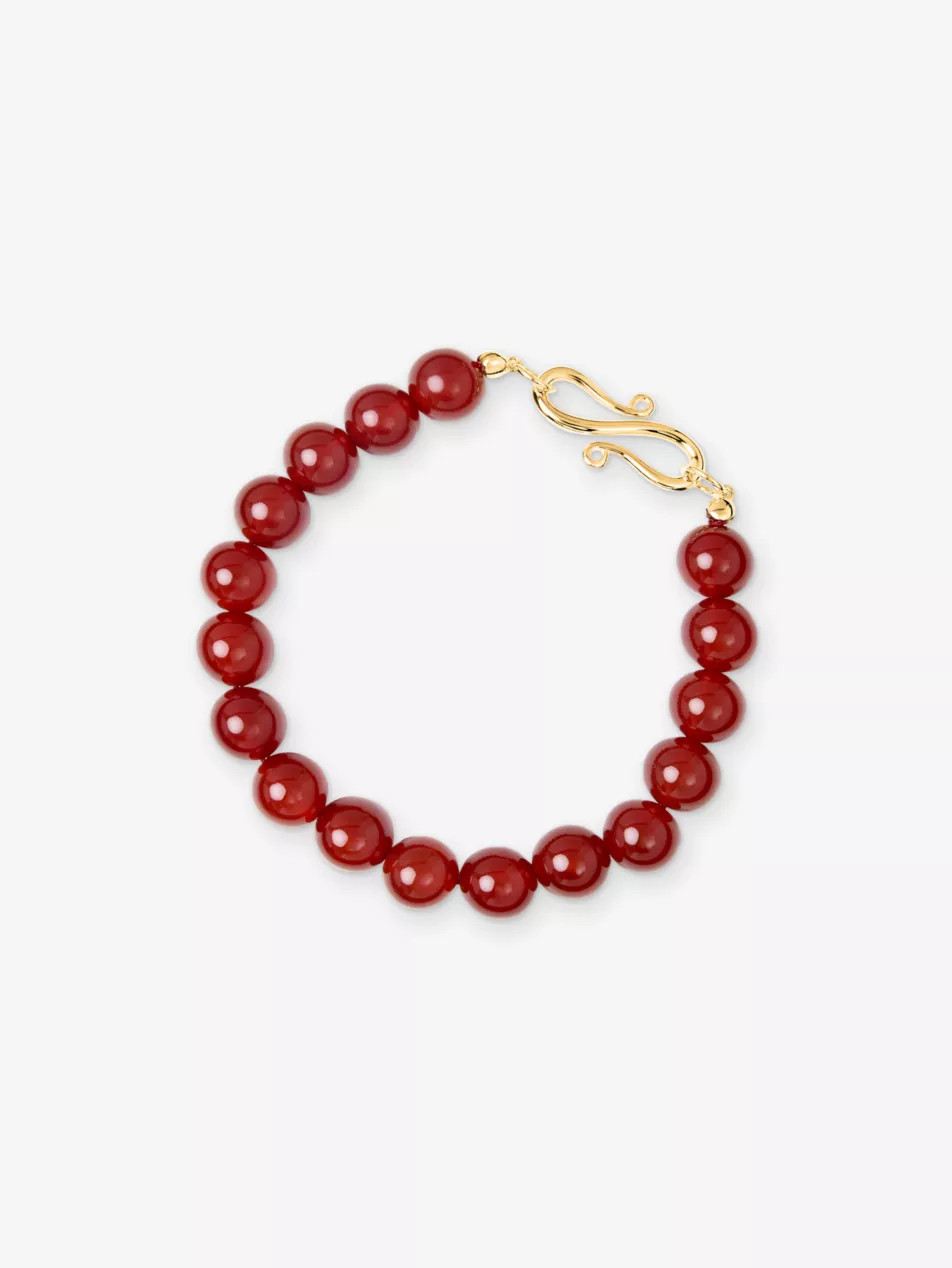 Mary 18ct Yellow Gold-Plated Sterling-Silver And Carnelian Jade Beaded Bracelet | Selfridges