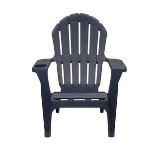 StyleWell Midnight Blue Plastic Adirondack Chair with Cup and Phone Holder 999-2102 - The Home De... | The Home Depot