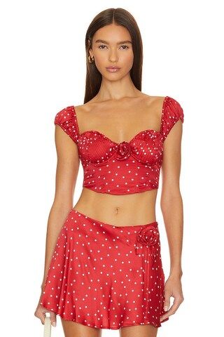 For Love & Lemons Eleanor Crop Top in Red from Revolve.com | Revolve Clothing (Global)