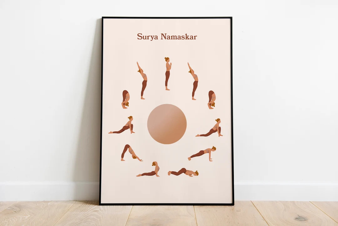 Sun Salutation Poster, Yoga Poster, Yoga Wall Art, Yoga Poses Poster, Yoga Poster Prints, Yoga Po... | Etsy (US)