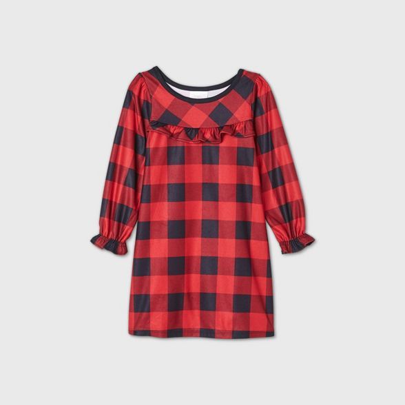 Toddler Girls' Holiday Buffalo Check Flannel Matching Family Pajama Nightgown - Wondershop™ Red | Target