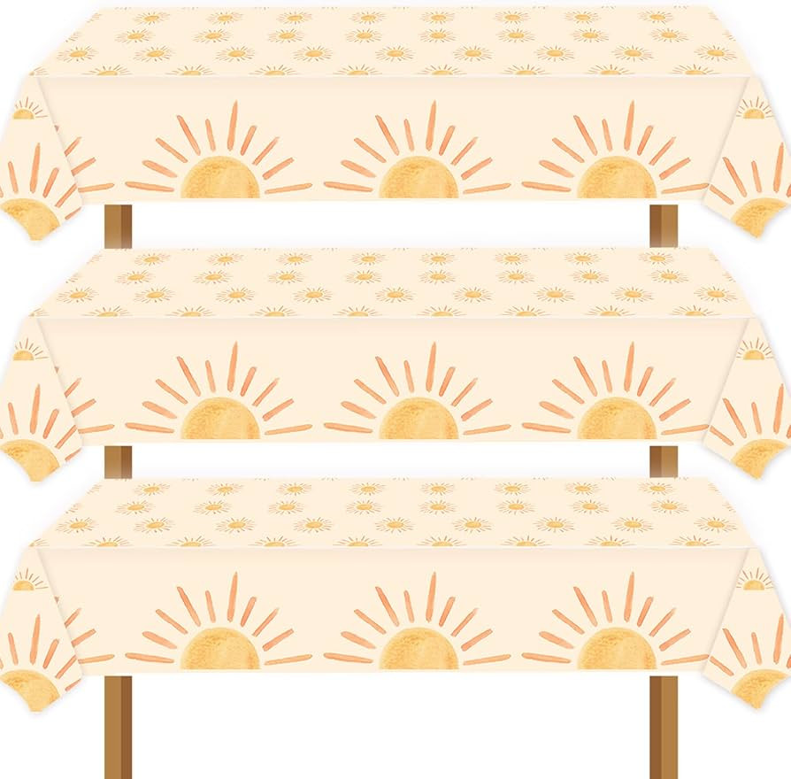 3pcs Boho Themed Sunshine Birthday Party Tablecloths Boho Party Decorations First Trip Inspired T... | Amazon (US)