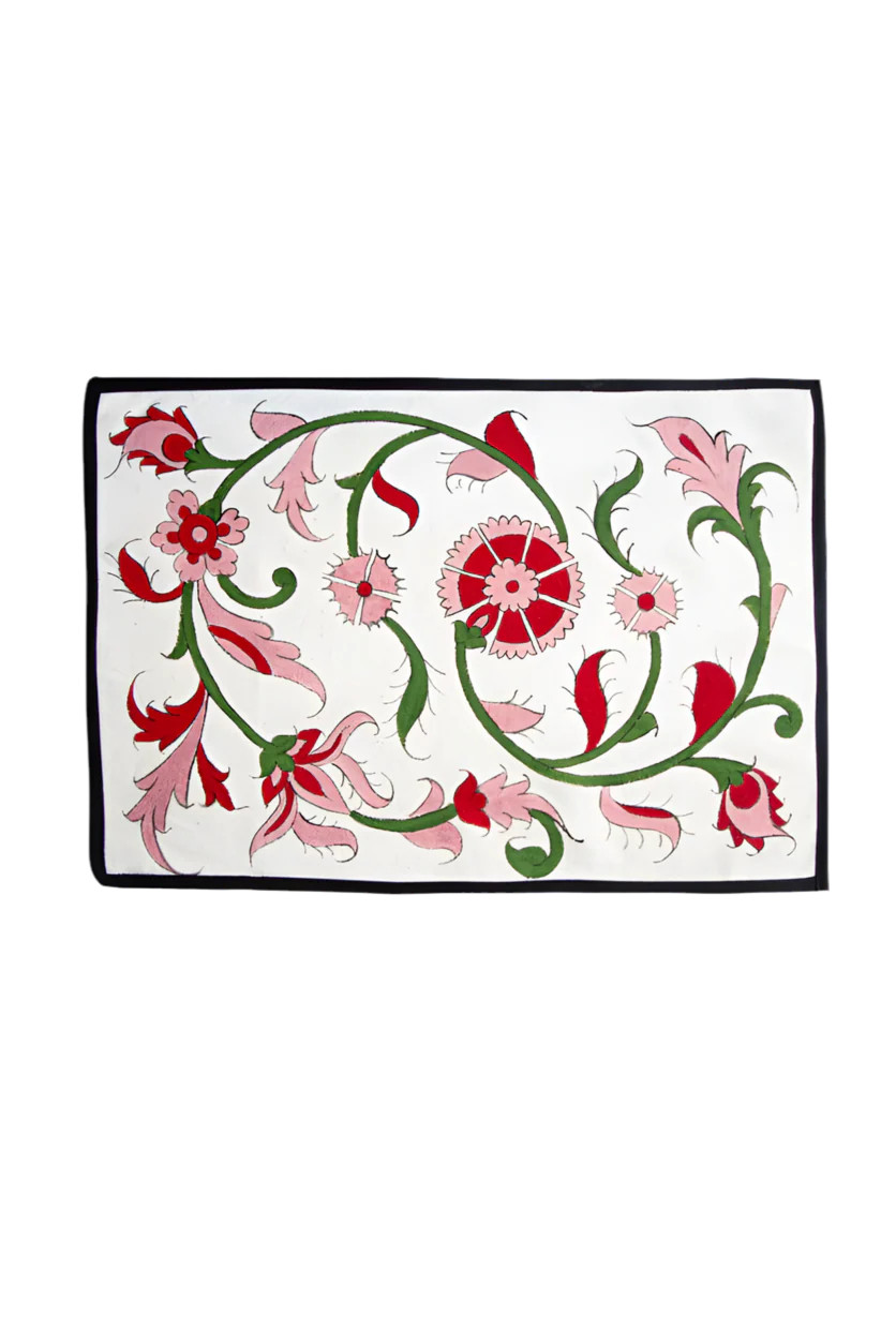 Isfahan Hand-Painted Placemats - Pink & Green by Rosewater House | Support HerStory
