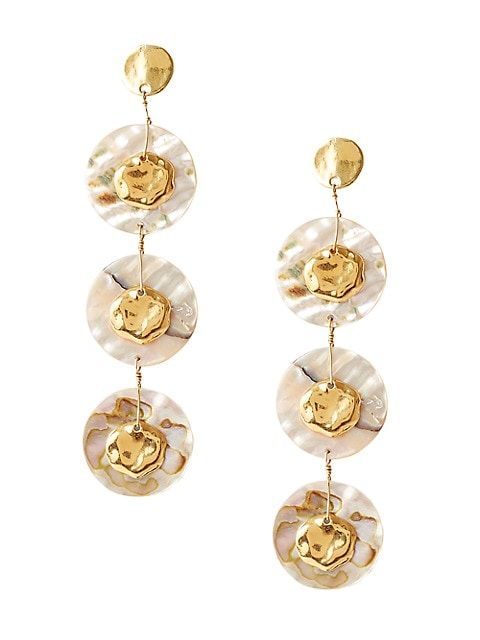 Chan Luu 18K-Gold-Plated &amp; Abalone Shell Coin Earrings | Saks Fifth Avenue