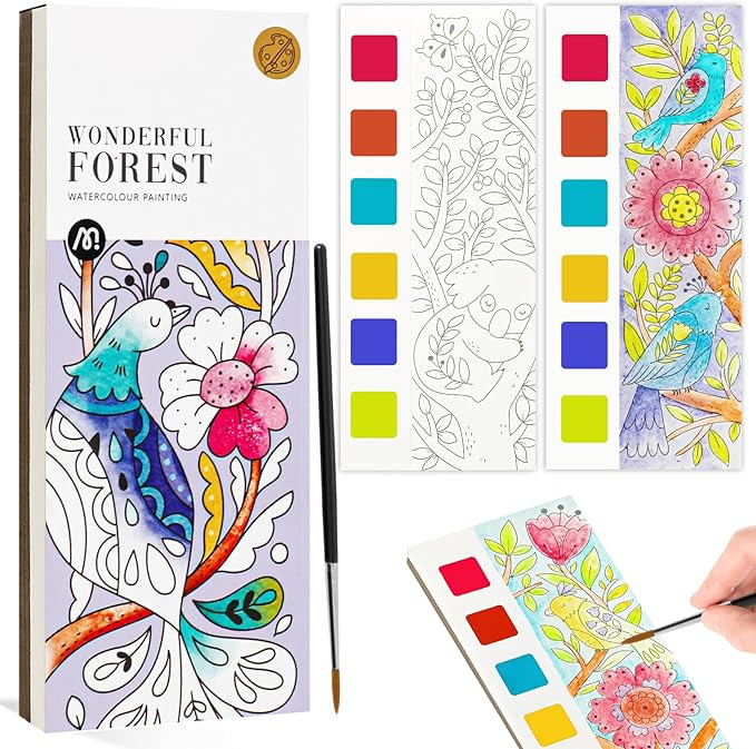 Watercolor Painting Books, Pocket Watercolor Painting Coloring Kit, Paint with Water Bookmarks Tr... | Amazon (US)