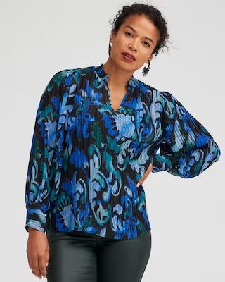 Scroll Print Pleated Shirt | Chico's