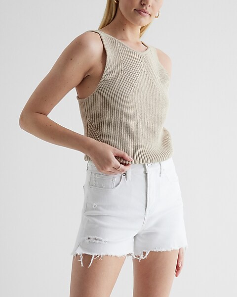 High Waisted 90's Distressed Jean Shorts | Express