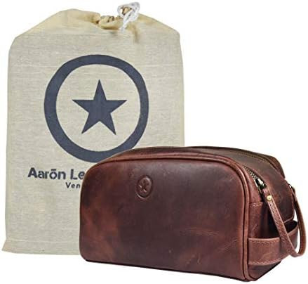 10" Premium Leather Toiletry Travel Pouch With Waterproof Lining | King-Size Handcrafted Vintage ... | Amazon (US)