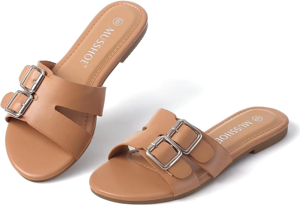 MUSSHOE Sandals for Women Dressy Summer Slip on Colourful Bowknot Flat Sandals for Women | Amazon (US)