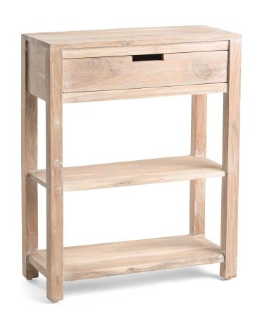 Solid Acacia Accent Table With Shelves | TJ Maxx