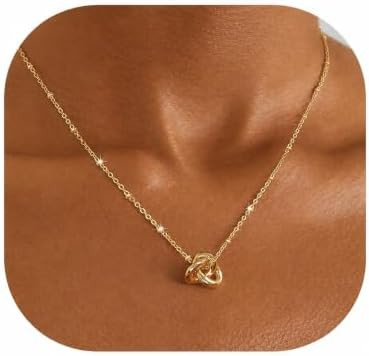 Love Knot Necklace for Women, Dainty Trendy Cute Necklace,14K Gold Plated Infinity Pendant Neckla... | Amazon (US)