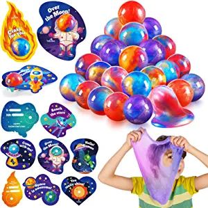 32 Pack Valentines Day Gifts for Kids Galaxy Slime Ball Kits with Cards Valentine Party Favors Va... | Amazon (US)