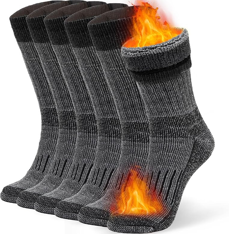 Alvada Warm Thermal Wool Socks for Winter Moisture Wicking and Breathable Cozy Boot Socks | Amazon (US)