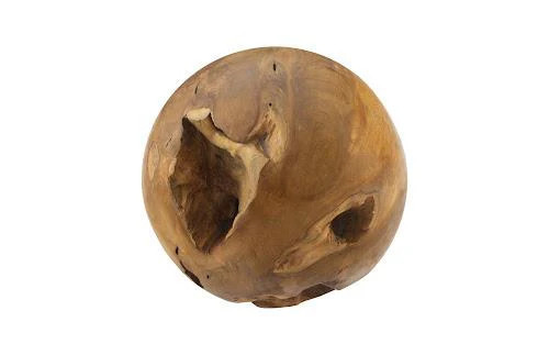 Phillips Collection Teak Wood Ball, Small Brown Tabletop | DecoratorsBest