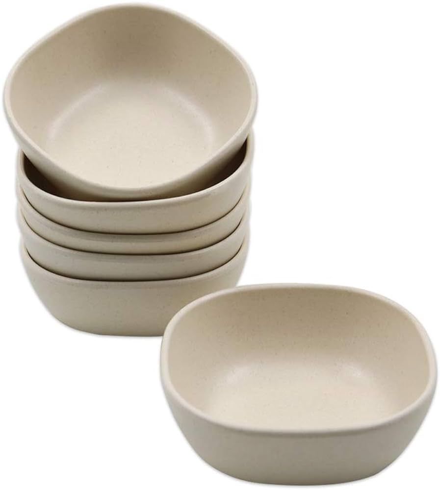 6PCS 4.5 OZ Wheat Straw Small Dessert Bowls, Stacked Pinch Bowls, Bamboo Fiber Mini Prep Bowls, U... | Amazon (US)