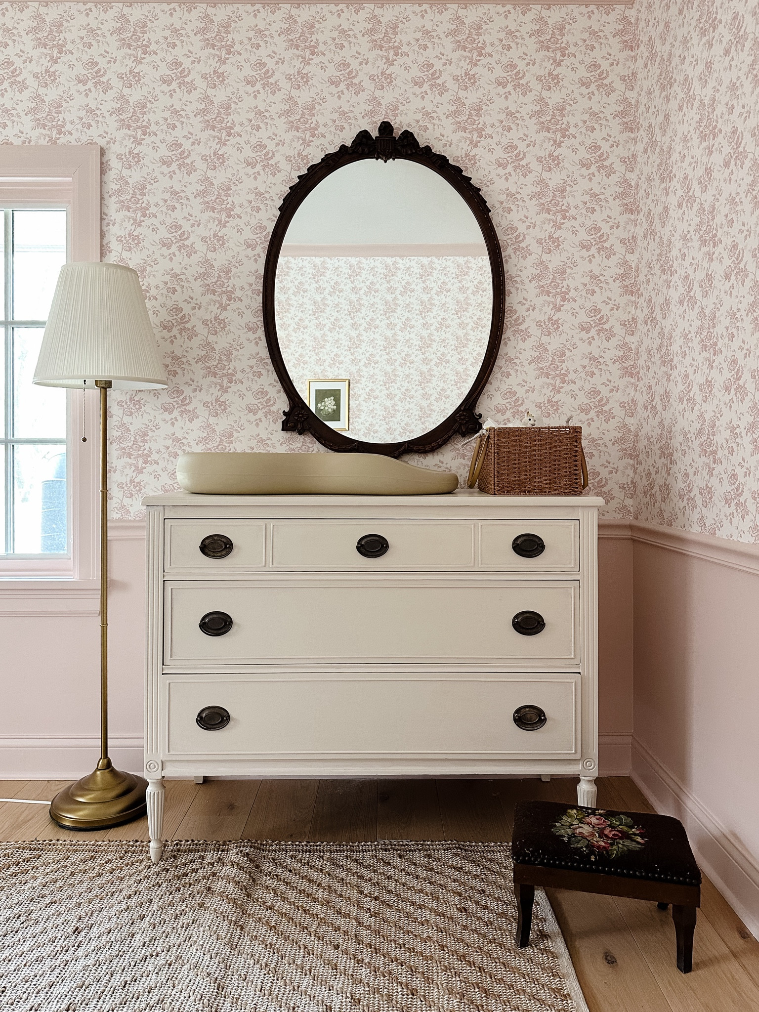 All the nursery dresser details! Lamp is from Ikea, dresser and mirror are vintage! Nursery organization, nursery decor 

#LTKhome #LTKbump