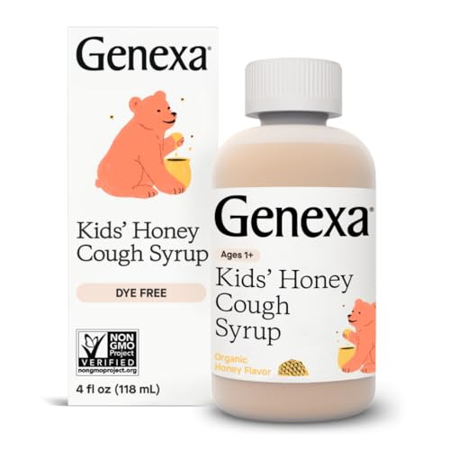 Genexa Kids’ Organic Honey Cough Syrup, Dye Free, 0% Artificial Additives, Children's Cough Remedy for Kids 2-11, Soothing Natural Honey Flavor, Gluten Free, & Non-GMO 4 fl oz | Amazon (US)