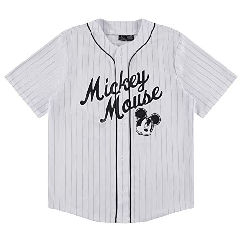 Disney Mickey Mouse Men's Baseball Jersey - Mens Classic Mickey Mouse Mesh Button Down Baseball Jersey Mickey Mouse Fashion Shirt (White, X-Large) | Amazon (US)