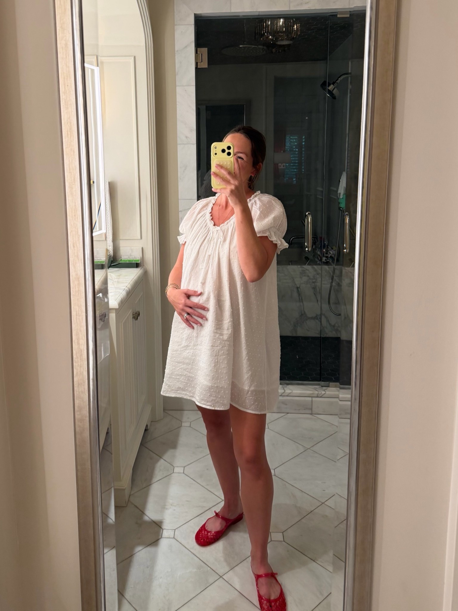 A throw-on dress you could literally sleep in >>> (and fits the bump! wearing a small!

Also love these fun jelly Mary Jane flats❤️ linking original and a great dupe I found!

#LTKootd #LTKBump #LTKSeasonal