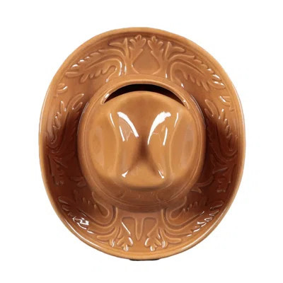 8.85" Brown Ceramic Cowgirl Hat Vase | Wayfair North America