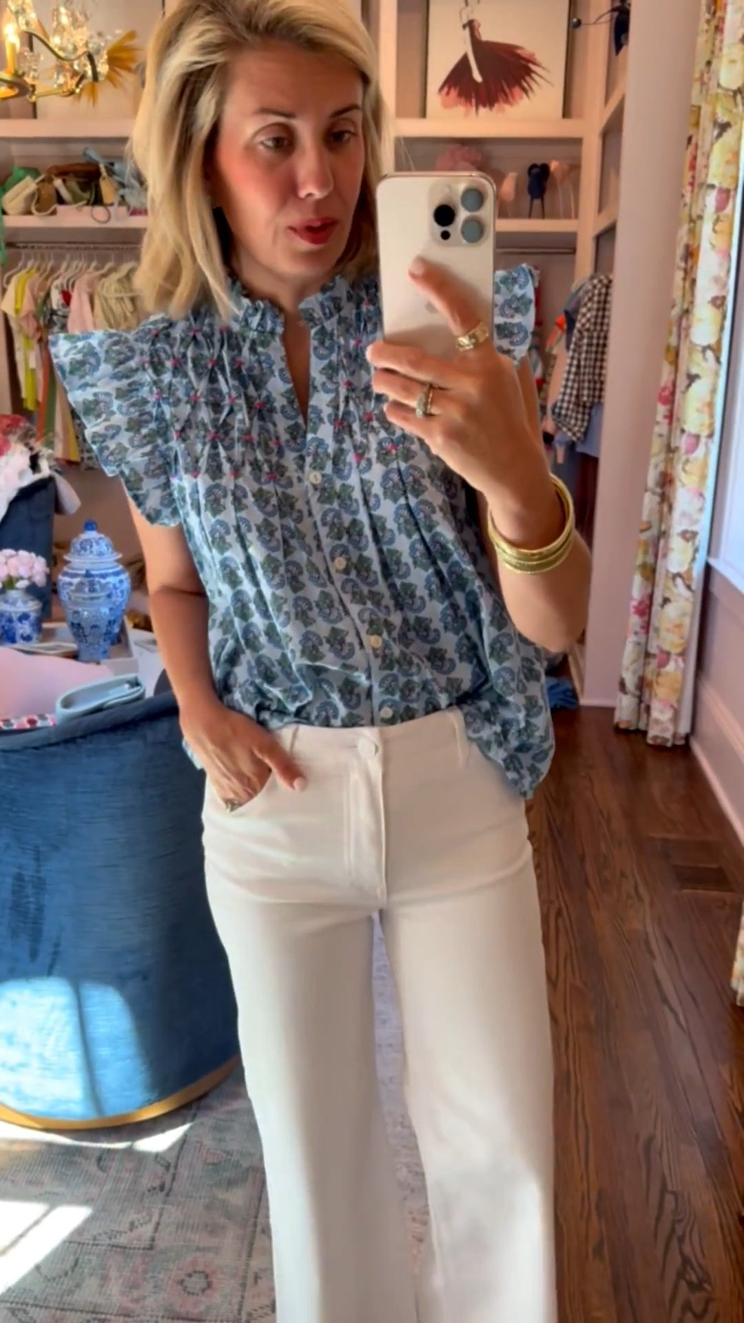 The details of this blouse are fabulous! I’m telling y’all… Social Threads has the most gorgeous new arrivals! I’m in a small top, 26 jeans & 8 heel.  

*Use my code CATHERINE20 for 20% off Orders of $100+ at Anthropologie for my jeans & heels 
 *Use my code Catherine20 on A+B for my bangles 
 *Use code MIXANDMATCH for my bag

#LTKSeasonal #LTKOver40 #LTKmomlife