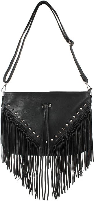 Hoce Women’s Leather Fringe Messenger Bag Large Hobo Crossbody Tassel Shoulder Bags, Gift for M... | Amazon (US)