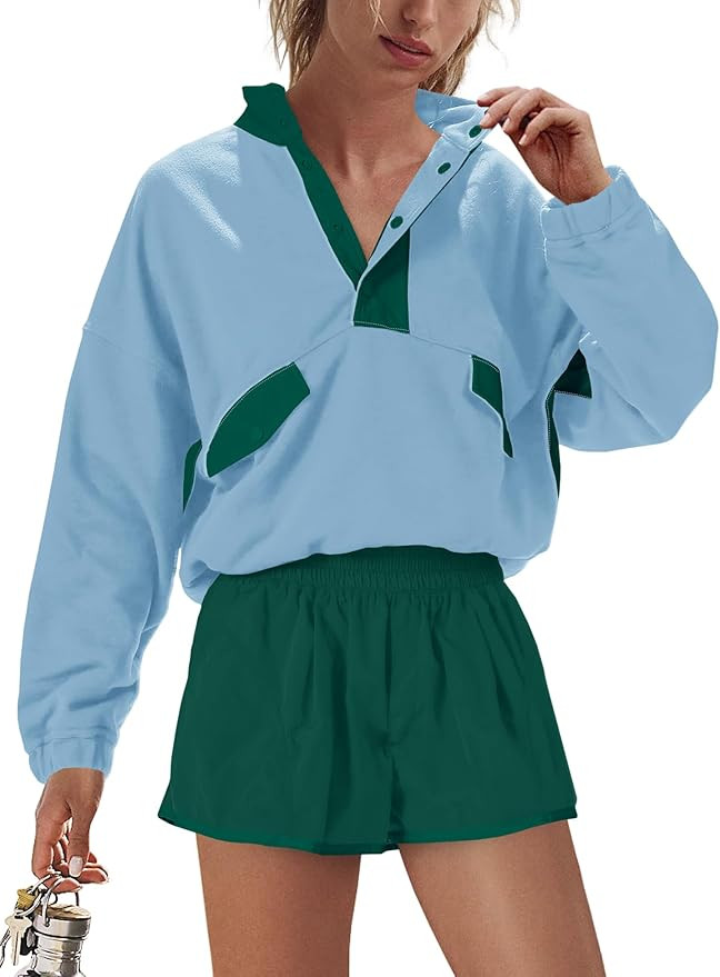 Nirovien Womens Workout Sets Athletic Short Sweat Set Activewear 2 Piece Outfits Pullover Sweatsh... | Amazon (US)