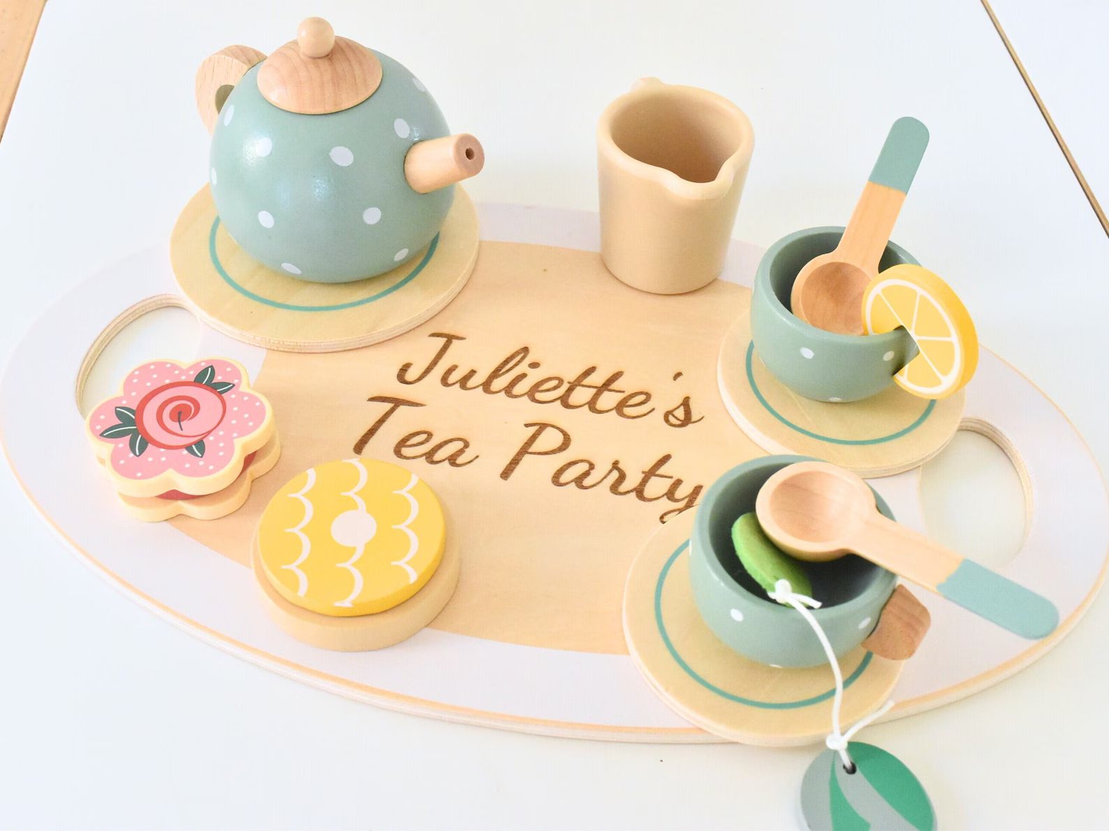 Personalized Wooden toddler Afternoon Tea Play Set birthday gift Montessori pretend play toddler ... | Etsy (US)