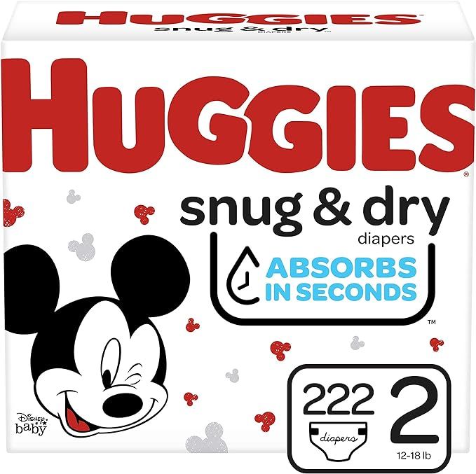 Huggies Snug and Dry Baby Diapers, Size 2, 222 Ct, One Month Supply | Amazon (US)