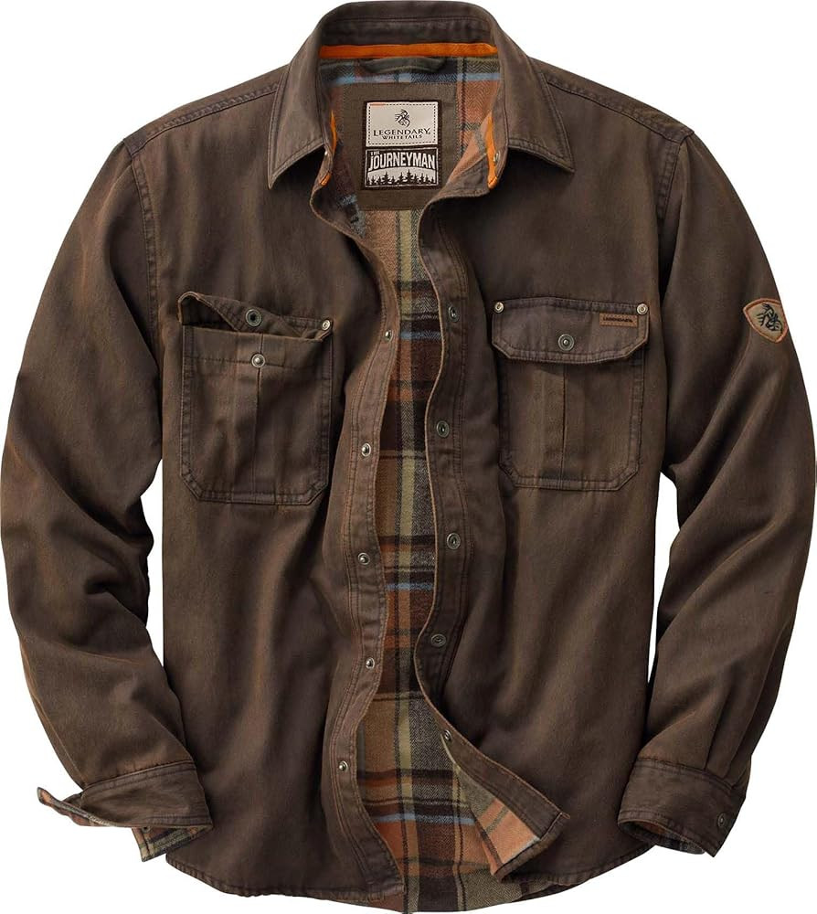Legendary Whitetails Men's Flannel Lined Shirt Jacket Waxed Cotton Water Resistant | Amazon (US)