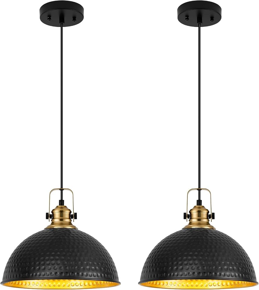 Black Pendant Lights Kitchen Island Industrial Pendant Light Fixtures Dome Kitchen Island Lights ... | Amazon (US)