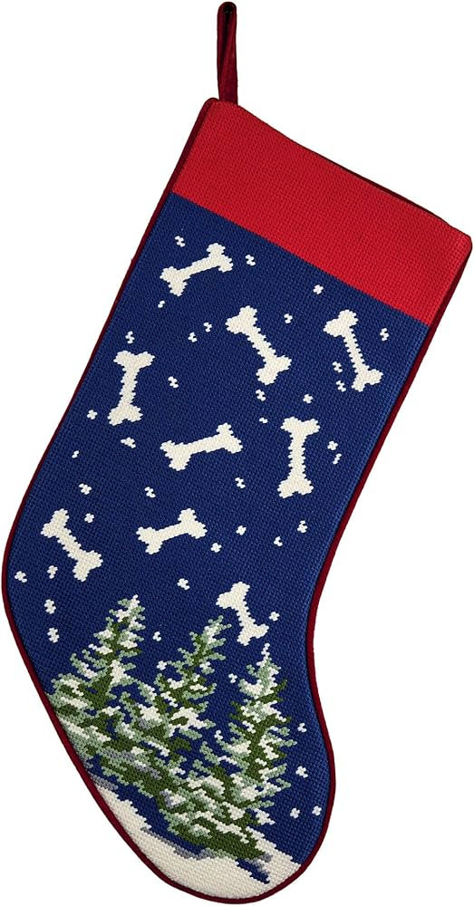 Peking Handicraft Bones Embroidered Christmas Stocking, 18-inch Length, Poly Cotton Velvet, Holiday Seasonal Decoration | Amazon (US)