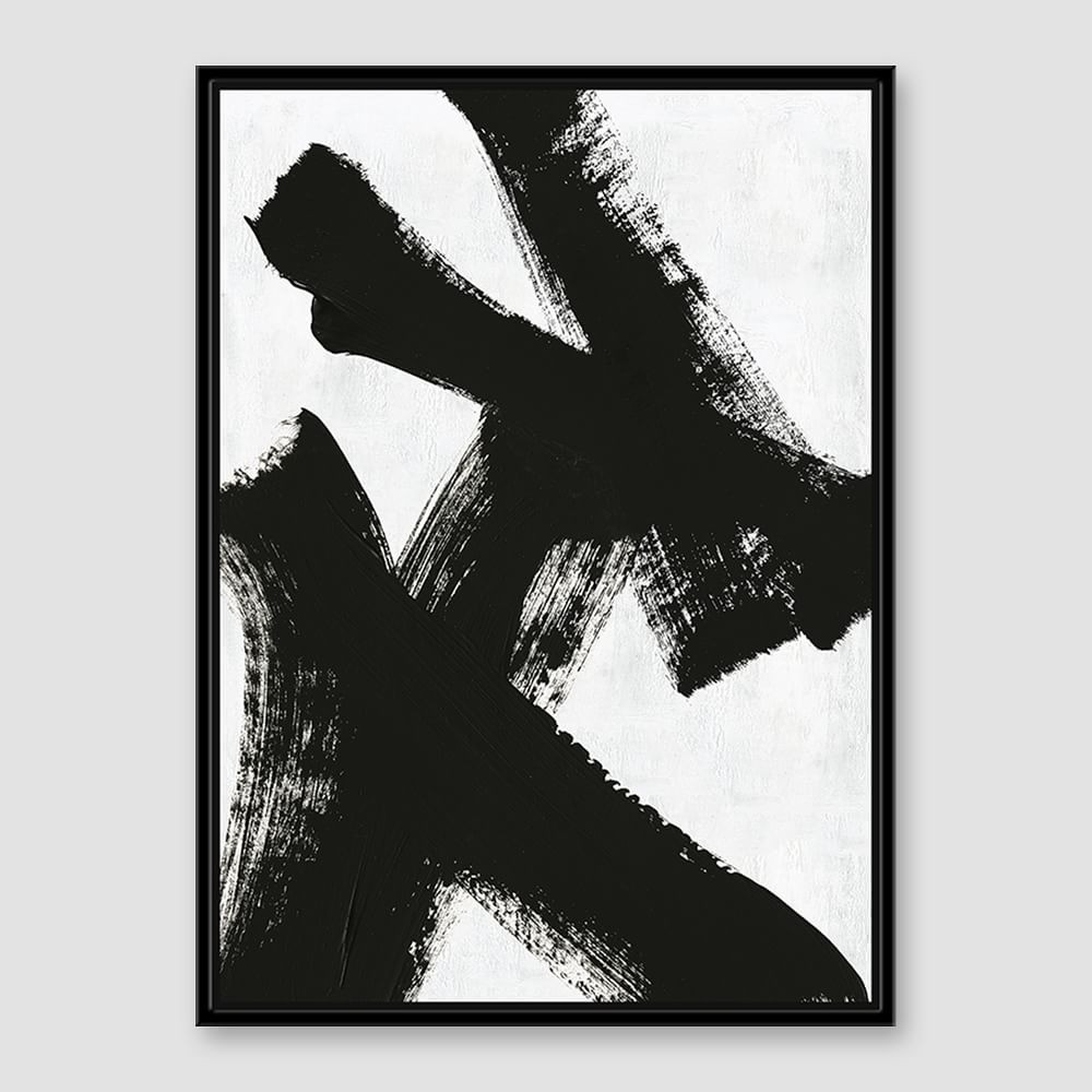 Abstract Ink Brush Framed Wall Art - Black &amp; White | West Elm (US)