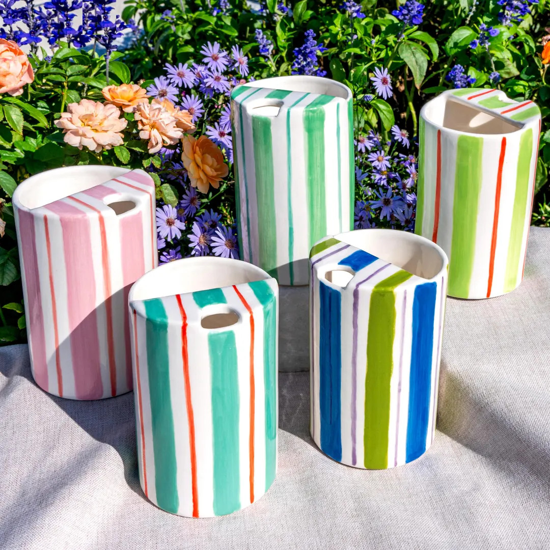 Ceramic Striped Travel Mug, Hand-painted Pottery Travel Mug, Custom Travel Tumbler, Coffee Travel... | Etsy (US)