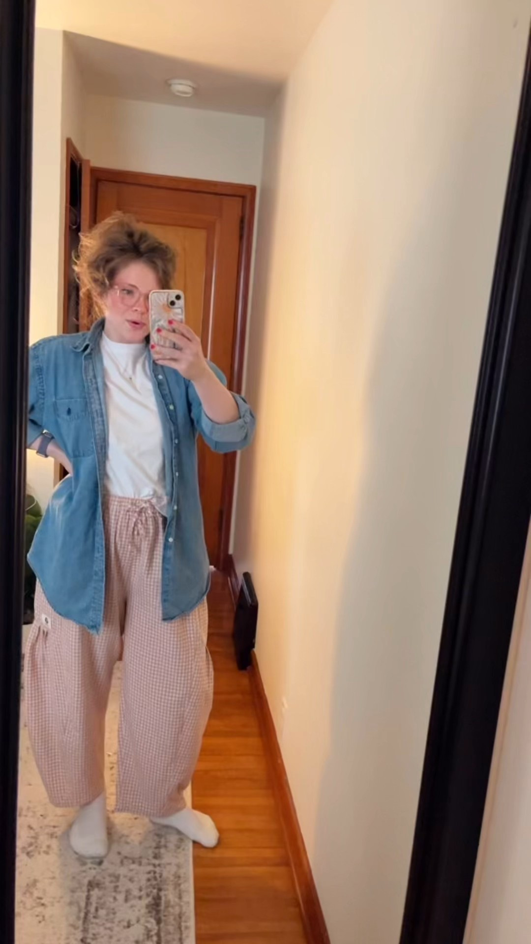 Large in bottoms, medium in top, and large in button up! 

#LTKmomlife #LTKootd