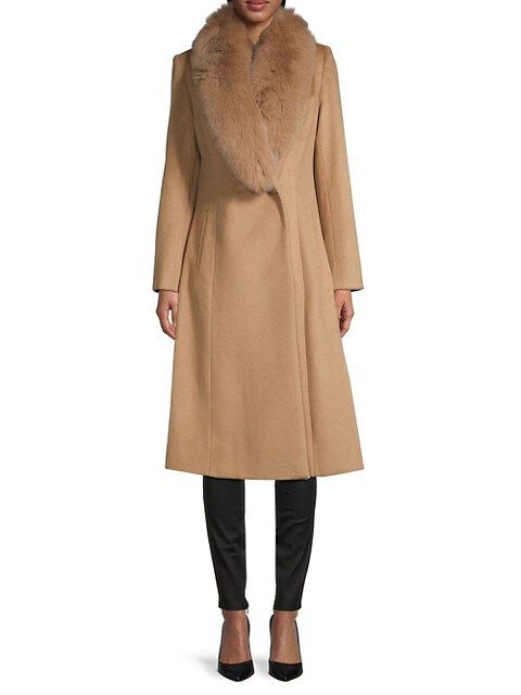 Sofia Cashmere Fox Fur-Trim Wool-Blend Princess Coat on SALE | Saks OFF 5TH | Saks Fifth Avenue OFF 5TH
