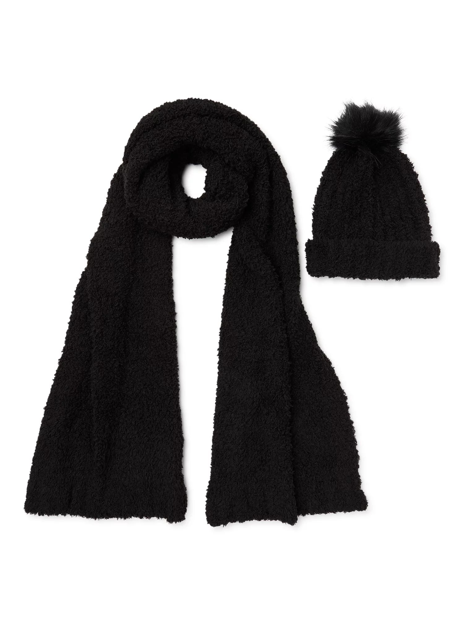 Time and Tru Adult Women's Ribbed Beanie and Scarf Set, 2-Piece | Walmart (US)