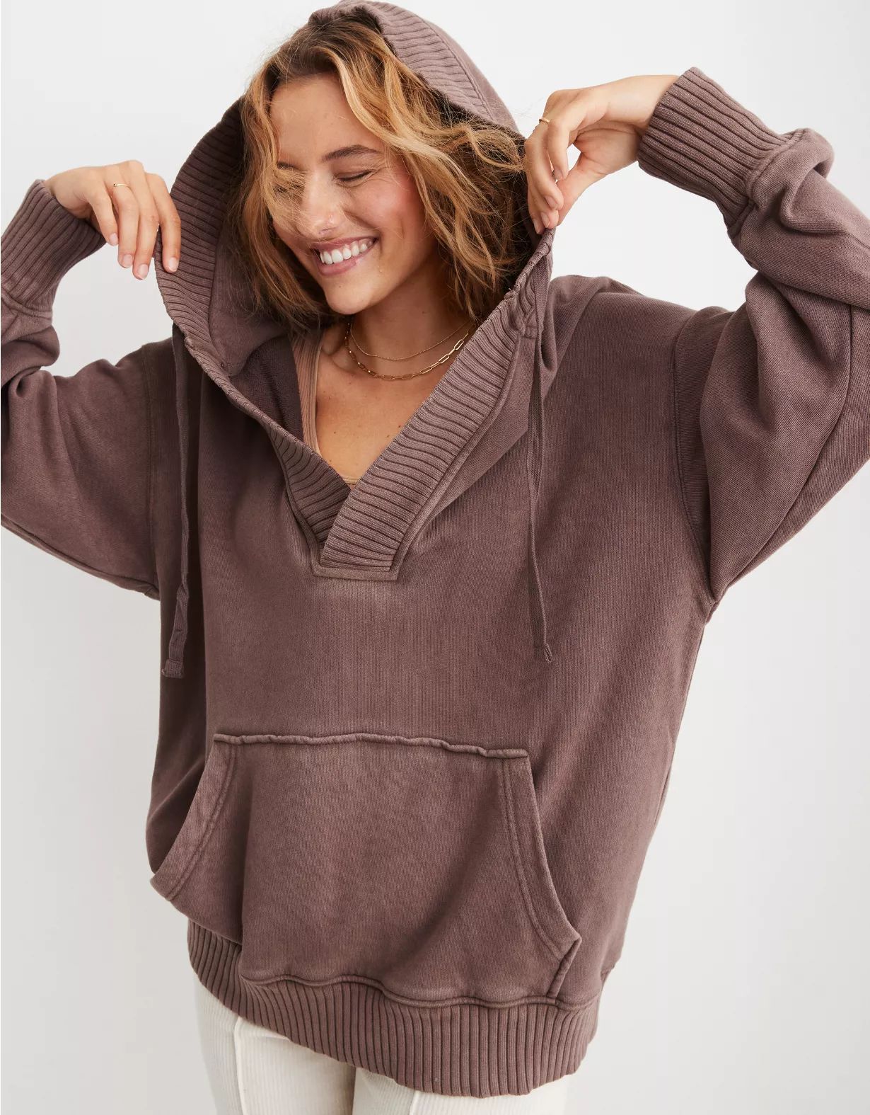 Aerie Down-To-Earth Henley Hoodie | Aerie