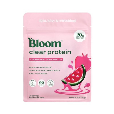 BLOOM NUTRITION Clear Protein Powder - Strawberry Watermelon - 8.71oz: Whey Isolate, Collagen Protein, 20g Protein | Target