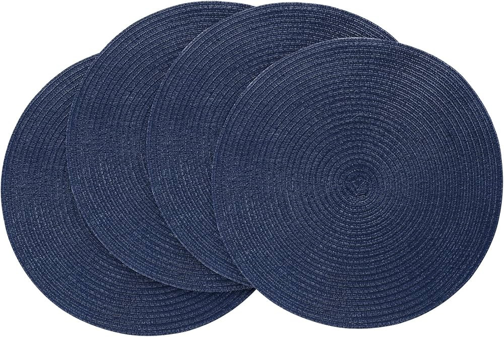 Floroom 15 Inch Round Braided Placemats Set of 4, Washable Heat Resistant Cotton Polyester Circle... | Amazon (CA)